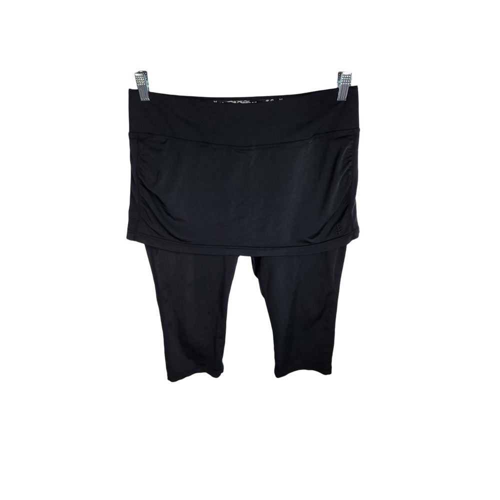 Coolibar Swim Capri Skirt Women XL Black Excellent UPF 50+ Sun Protection Ruched